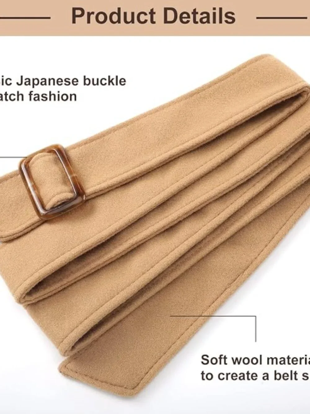 2-Piece Wool Trench Coat Belt Set – Black & Camel Replacement Sash Waist Belts